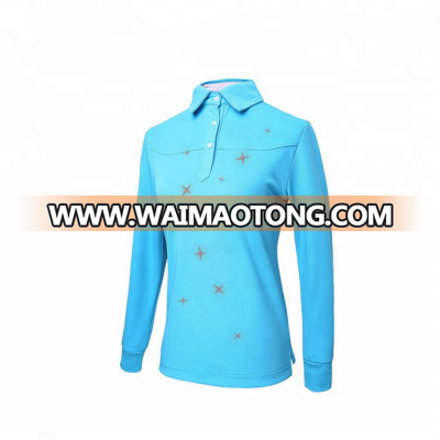 Sublimated long sleeve women polo polyester